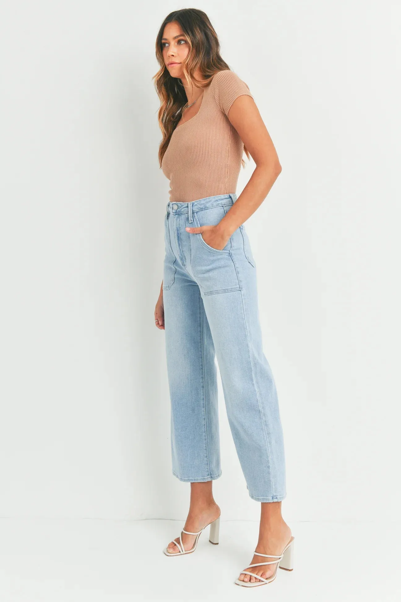 The Hailey Wide Leg Cargo Pocket Jeans