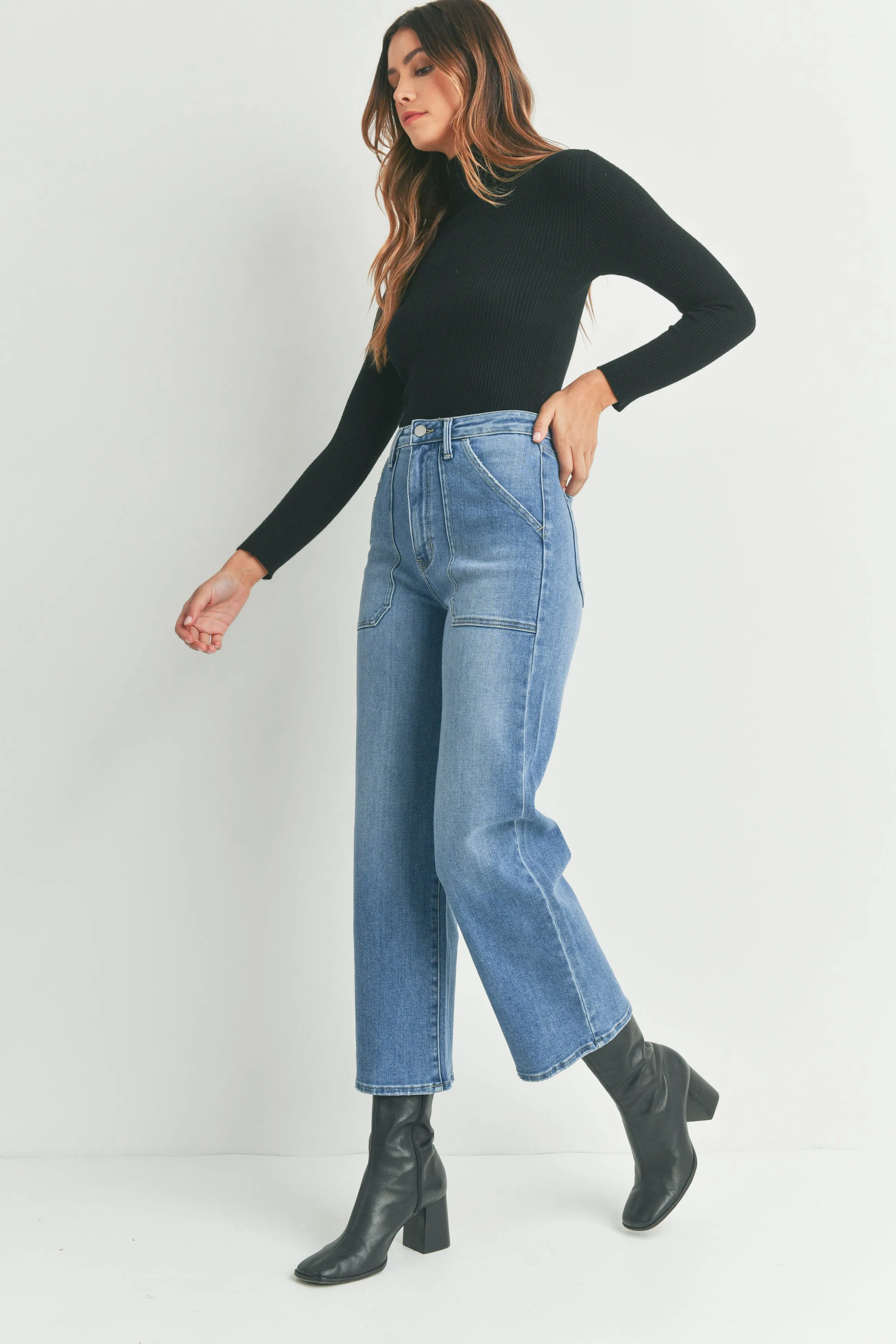 The Hailey Wide Leg Cargo Pocket Jeans