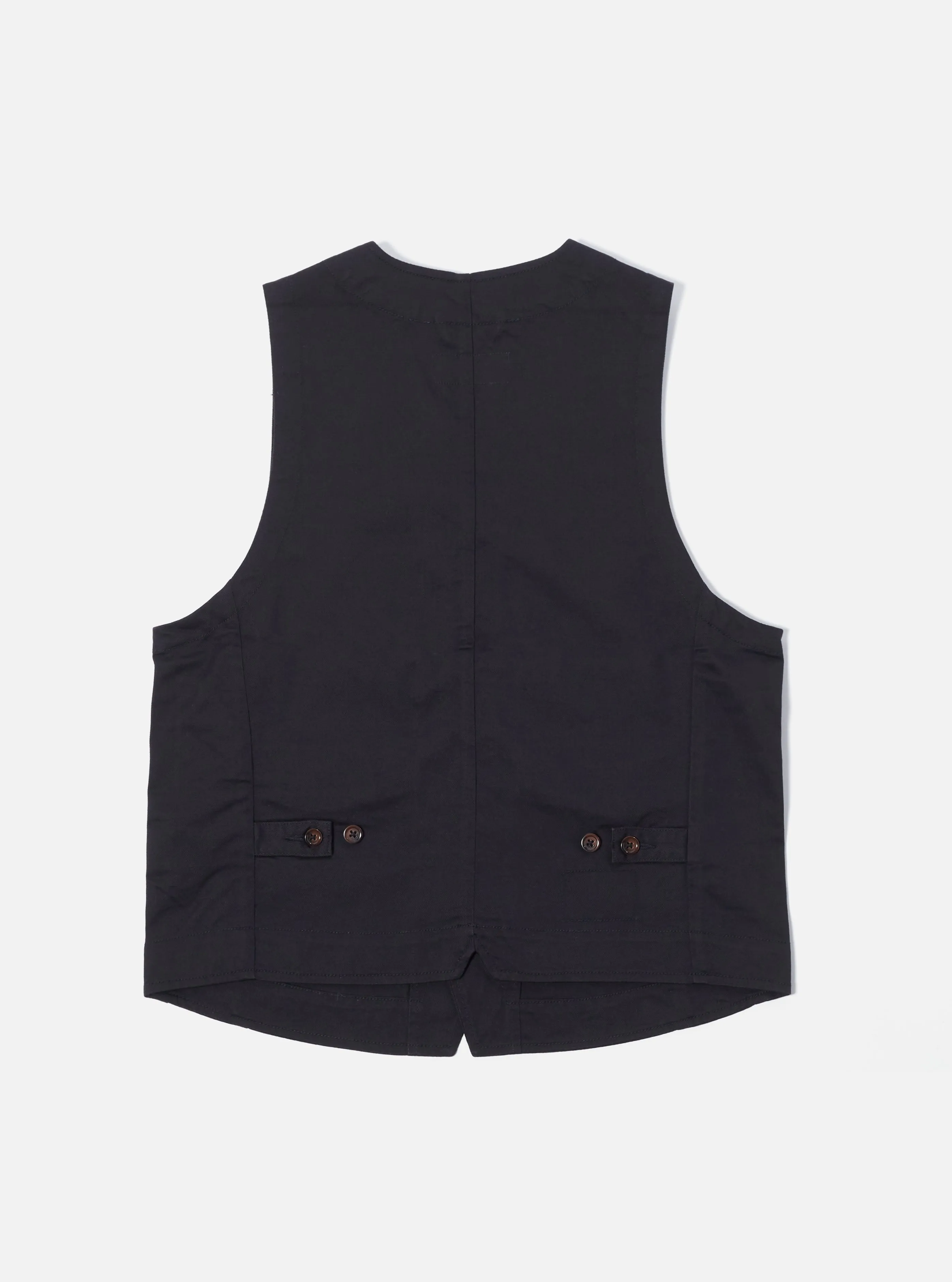 Universal Works Field Waistcoat in Black Twill