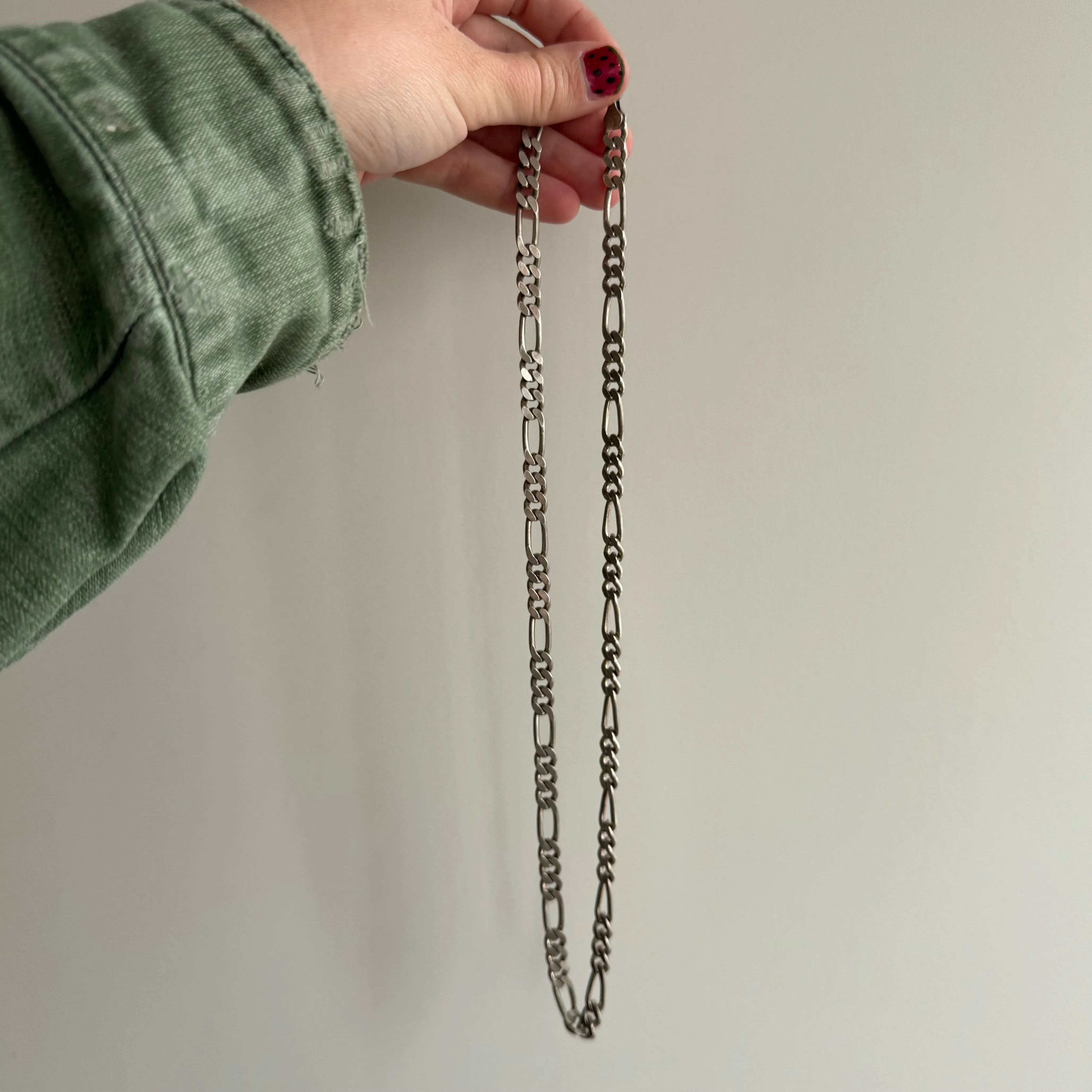 V I N T A G E // classic SOLID figaro / Italy sterling silver figaro chain / 22.25, 41g