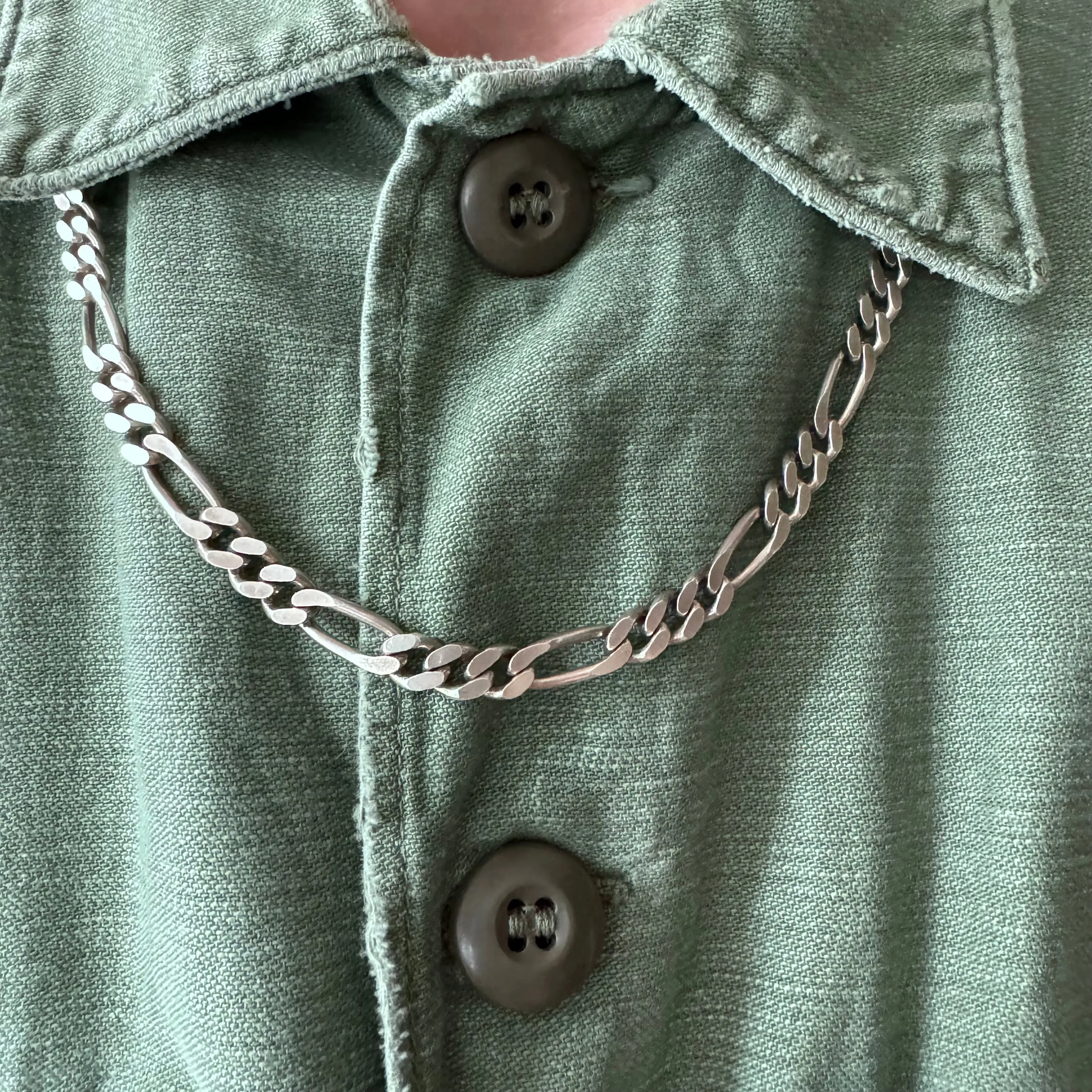 V I N T A G E // classic SOLID figaro / Italy sterling silver figaro chain / 22.25, 41g