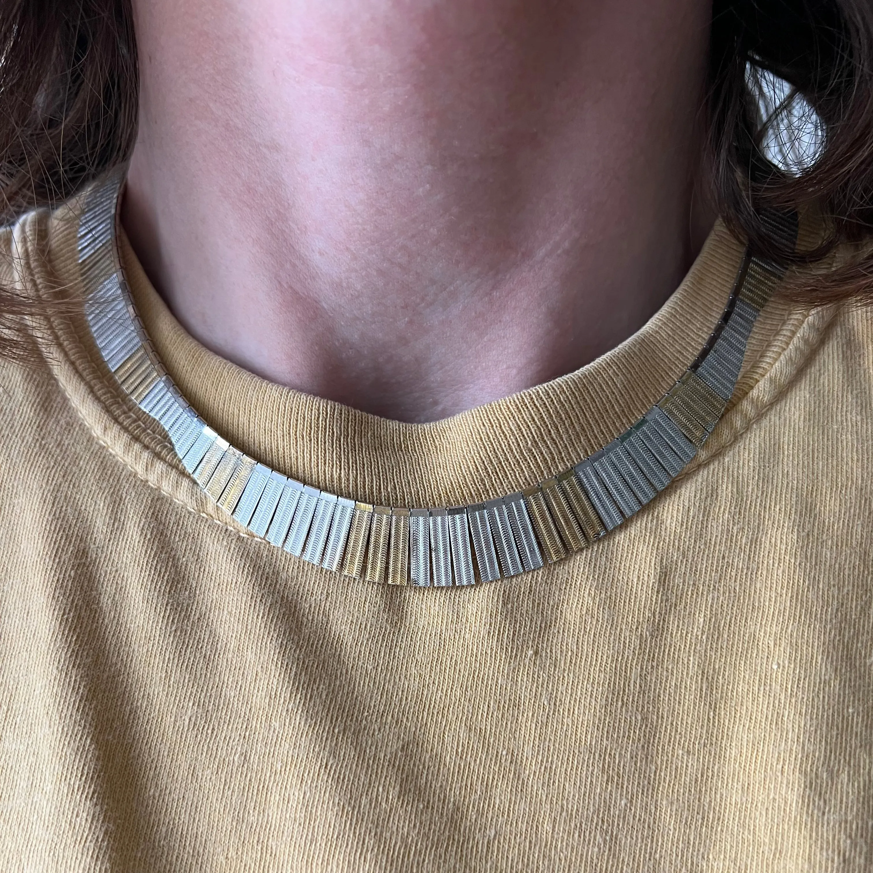 V I N T A G E // cleopatra's collar / sterling silver with gold overlay cleopatra style necklace / just over 15.57 long