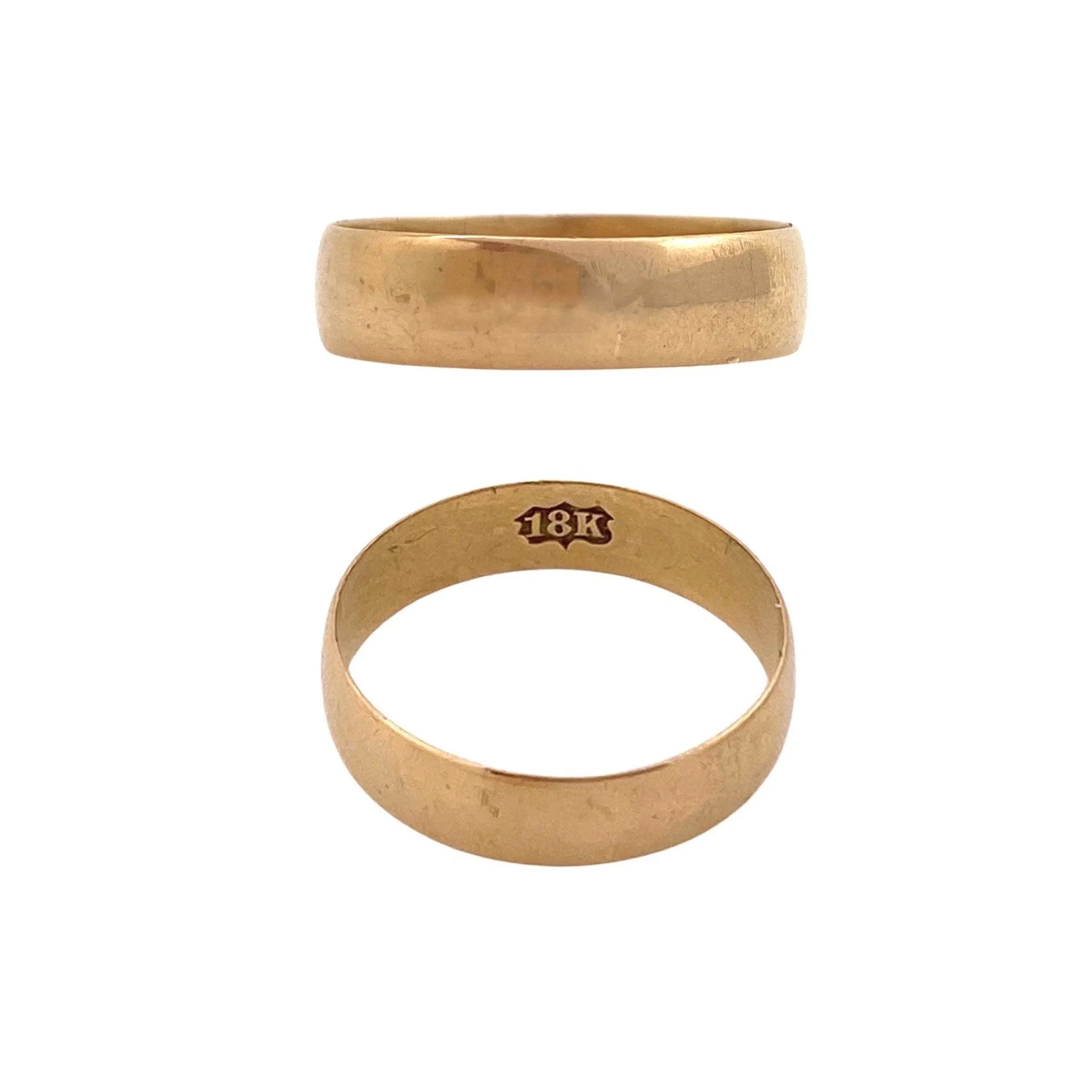 V I N T A G E / simple circle / plain wide Victorian 18k yellow gold cigar band / wedding band / size 8.25