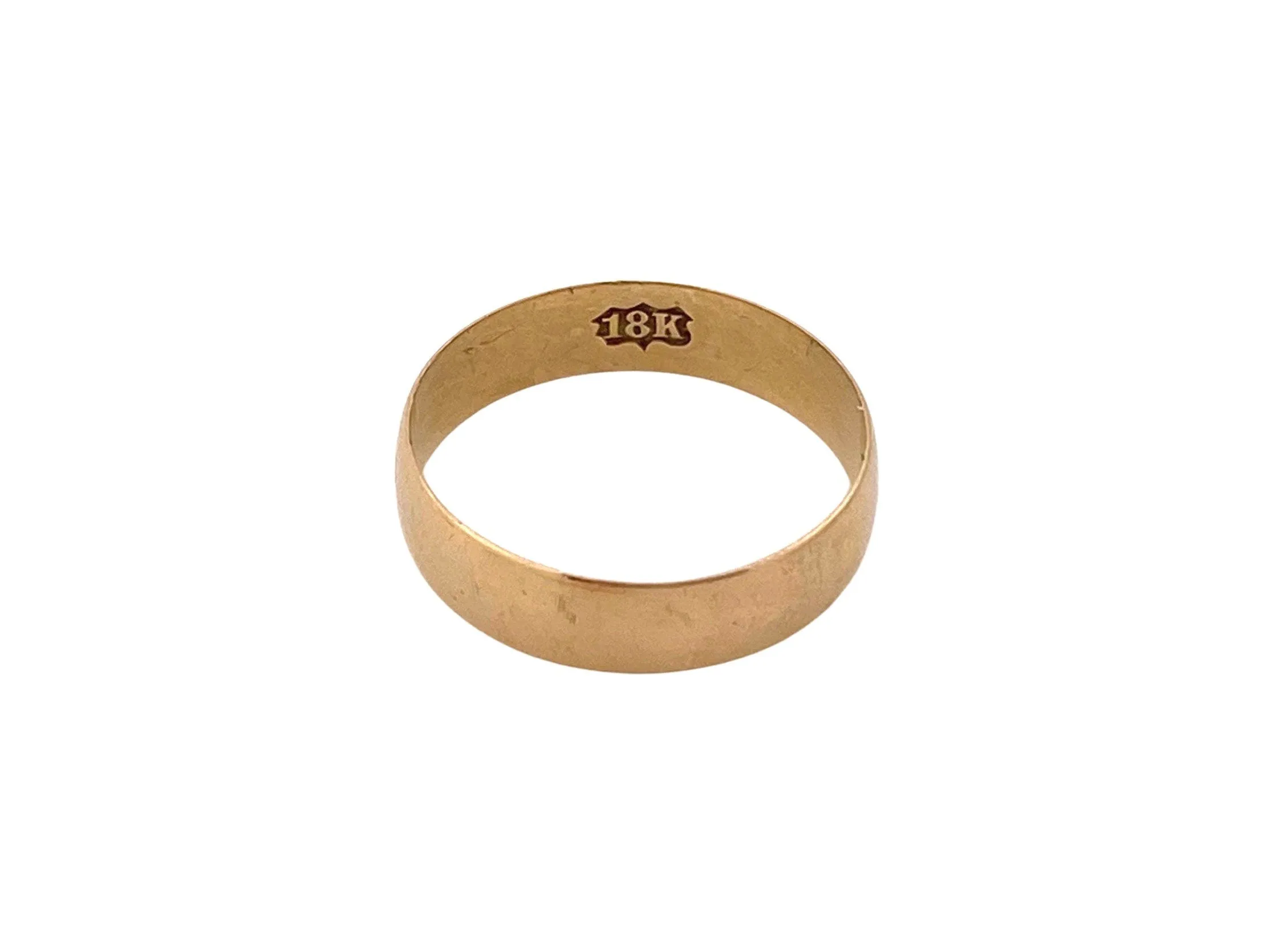 V I N T A G E / simple circle / plain wide Victorian 18k yellow gold cigar band / wedding band / size 8.25