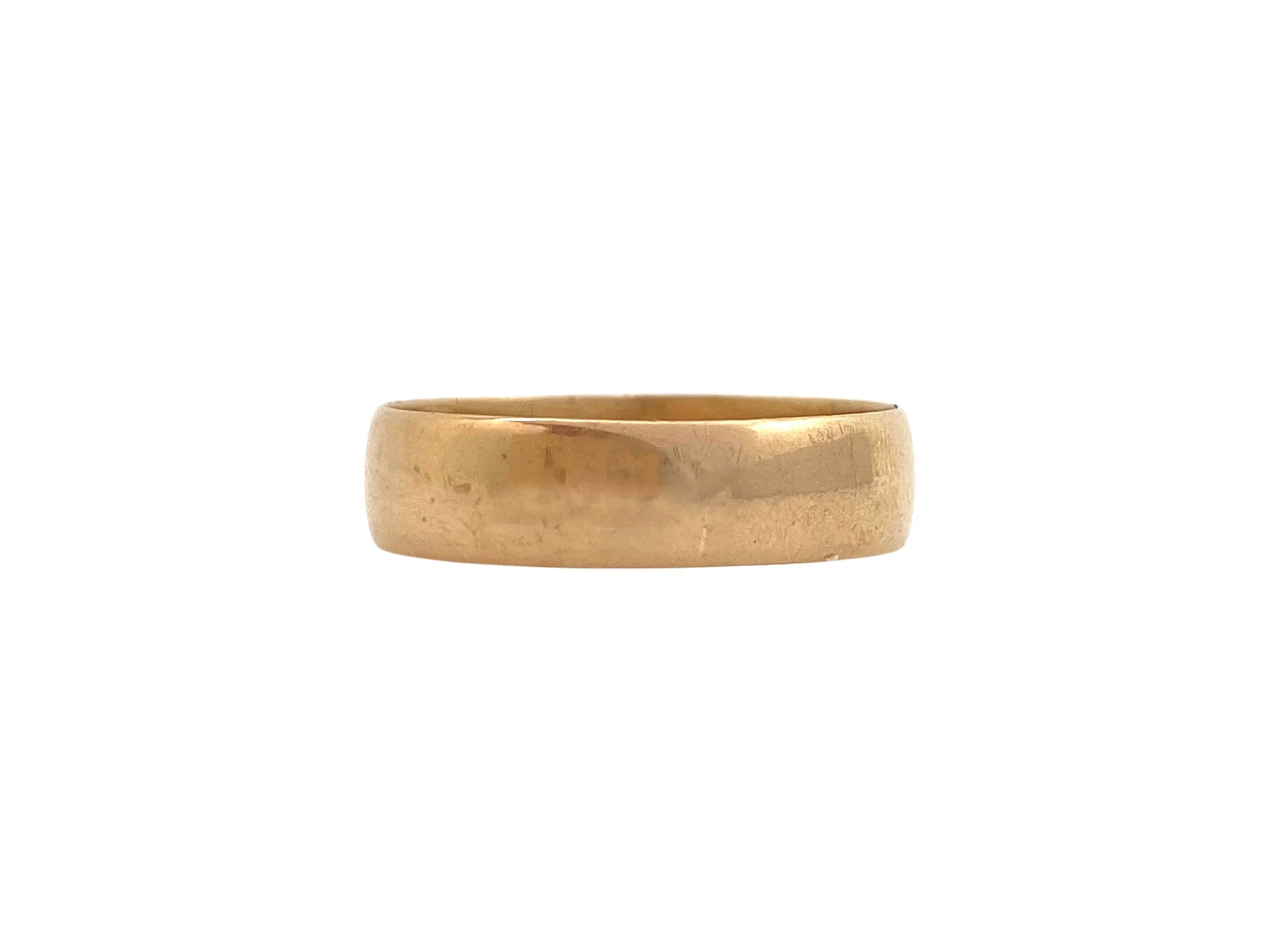 V I N T A G E / simple circle / plain wide Victorian 18k yellow gold cigar band / wedding band / size 8.25